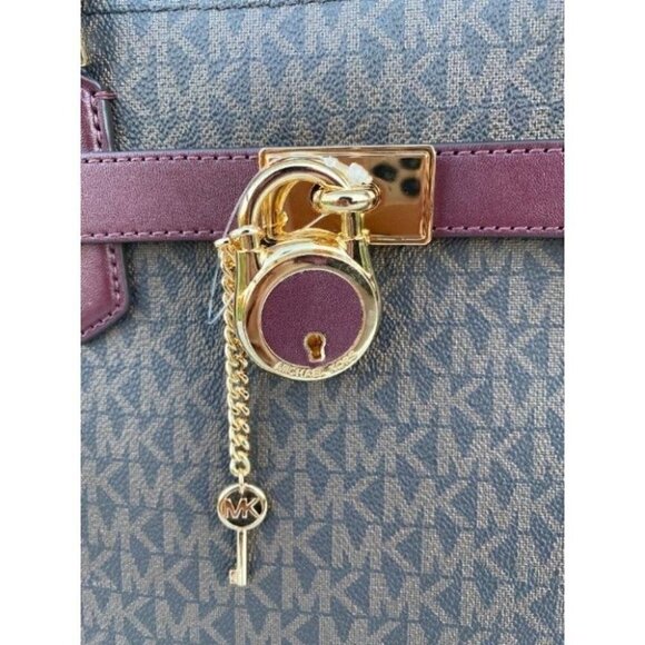 Michael Kors MK Hamilton Medium Satchel Tote Bag - Merlot - Picture 8 of 11